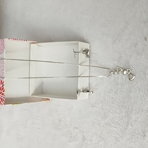 Silver heart shape necklace and earring set - Picture 3 of 3